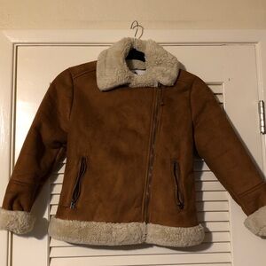 Kids 9/10 Abercrombie & Fitch Tan Shearling Jacket with Cream Accents
